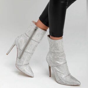 Steve Madden Winona Rhinestone Mid-Calf Booties size 7.5 fits like 7